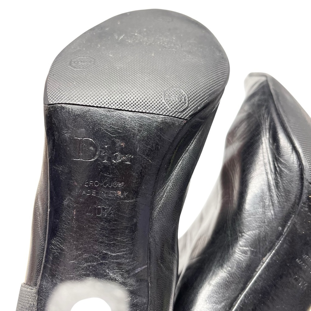 Dior Black Leather Pointed Toe Ankle Boots - Picture 9 of 11